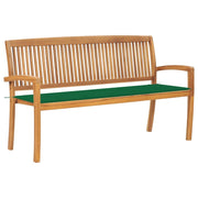 Stacking Patio Bench with Cushion 62.6" Solid Teak Wood