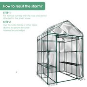 Green House 56" W x 56" D x 76" H,Walk in Outdoor Plant Gardening Greenhouse 2 Tiers 8 Shelves - Window and Anchors Include(White)-dk