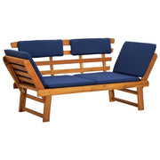 Patio Bench with Cushions 2-in-1 74.8" Solid Acacia Wood