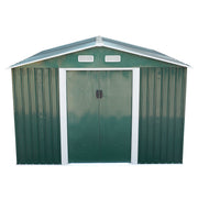 9.1' x 10.5' Galvanized Steel Storage Shed Sliding Door Tool Shack with 4 Vents & Metal Floor