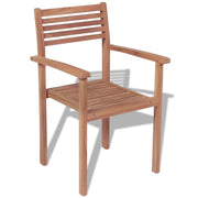 Stackable Patio Chairs 4 pcs Solid Teak Wood