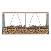 Garden Log Storage Shed Galvanized Steel 129.9"x33.1"x59.8" Brown