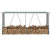 Garden Log Storage Shed Galvanized Steel 129.9"x33.1"x59.8" Green
