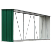 Garden Log Storage Shed Galvanized Steel 129.9"x33.1"x59.8" Green