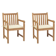 Patio Chairs 2 pcs with Cream Cushions Solid Teak Wood