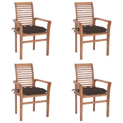 Dining Chairs 4 pcs with Taupe Cushions Solid Teak Wood