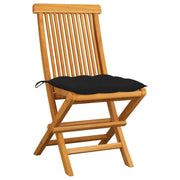 Patio Chairs with Black Cushions 2 pcs Solid Teak Wood