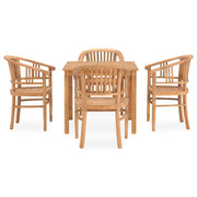 5 Piece Patio Dining Set Solid Teak Wood