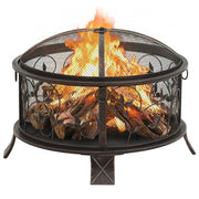 Rustic Fire Pit with Poker 26.6" XXL Steel