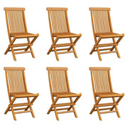 Folding Patio Chairs 6 pcs Solid Teak Wood