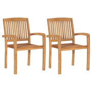 Patio Chairs 2 pcs with Gray Cushions Solid Teak Wood