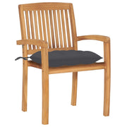 Patio Chairs 2 pcs with Anthracite Cushions Solid Teak Wood