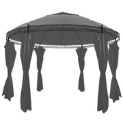 Gazebo with Curtains Round 11.5'x8.9' Anthracite