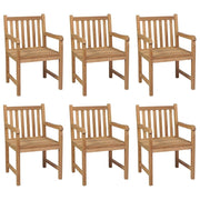 Patio Chairs 6 pcs with Green Cushions Solid Teak Wood