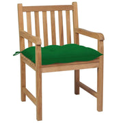 Patio Chairs 6 pcs with Green Cushions Solid Teak Wood