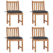 Patio Chairs 4 pcs with Cushions Solid Teak Wood