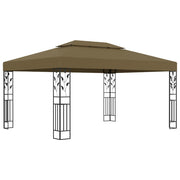 Gazebo with Double Roof 9.8'x13.1' Taupe 0.6 oz/ft