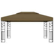 Gazebo with Double Roof 9.8'x13.1' Taupe 0.6 oz/ft