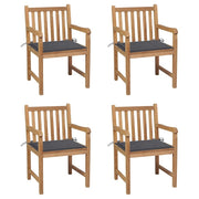 Patio Chairs 4 pcs with Anthracite Cushions Solid Teak Wood