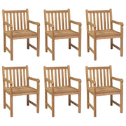 Patio Chairs 6 pcs with Red Cushions Solid Teak Wood