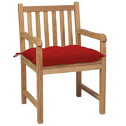 Patio Chairs 6 pcs with Red Cushions Solid Teak Wood