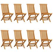 Patio Chairs with Blue Cushions 8 pcs Solid Teak Wood