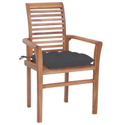 Dining Chairs 8 pcs with Anthracite Cushions Solid Teak Wood