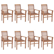 Dining Chairs 8 pcs with Anthracite Cushions Solid Teak Wood