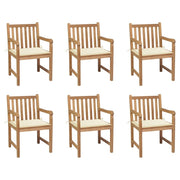 Patio Chairs 6 pcs with Cream Cushions Solid Teak Wood