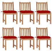 Patio Chairs 6 pcs with Cushions Solid Teak Wood