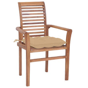 Dining Chairs 8 pcs with Beige Cushions Solid Teak Wood