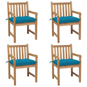 Patio Chairs 4 pcs with Light Blue Cushions Solid Teak Wood