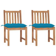 Patio Chairs 2 pcs with Cushions Solid Teak Wood