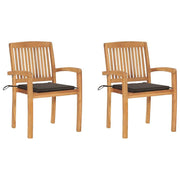 Patio Chairs 2 pcs with Taupe Cushions Solid Teak Wood