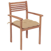 Patio Chairs 4 pcs with Beige Cushions Solid Teak Wood