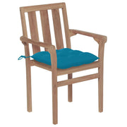 Patio Chairs 2 pcs with Light Blue Cushions Solid Teak Wood