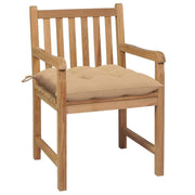 Patio Chairs 2 pcs with Beige Cushions Solid Teak Wood