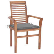 Dining Chairs 2 pcs with Gray Cushions Solid Teak Wood