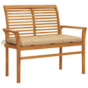 Patio Bench with Beige Cushion 44.1" Solid Teak Wood