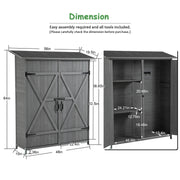 Outdoor Storage Shed with Lockable Door, Wooden Tool Storage Shed with Detachable Shelves and Pitch Roof, Natural/Gray