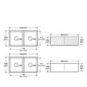 Fireclay 33" L X 20" W Double Basin Farmhouse Kitchen Sink With Grid And Strainer