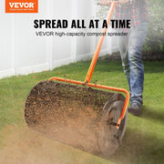 VEVOR Compost Spreader Peat Moss Spreader 24 inch Wide 24.4-26.4" Height Adjustable Lawn & Garden Spreaders Compost; Top Soil; Mulch - Durable Lightweight Multi-Purpose Yard Care Equipment