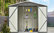 Patio 8ft x6ft Bike Shed Garden Shed; Metal Storage Shed with Adjustable Shelf and Lockable Doors; Tool Cabinet with Vents and Foundation Frame for Backyard; Lawn; Garden