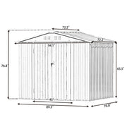 Patio 8ft x6ft Bike Shed Garden Shed; Metal Storage Shed with Lockable Doors; Tool Cabinet with Vents and Foundation Frame for Backyard; Lawn; Garden