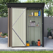 Patio 5ft Wx3ft. L Garden Shed; Metal Lean-to Storage Shed with Adjustable Shelf and Lockable Door; Tool Cabinet for Backyard; Lawn; Garden