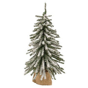 Flocked Mini Downswept Tree With Burlap Base - 18"