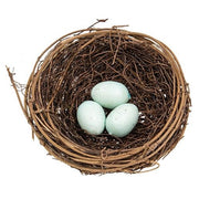 Twig & Vine Bird Nest with Blue Eggs - 5.5"