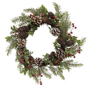 Frosty Cedar - Pinecone - & Red Berry Wreath