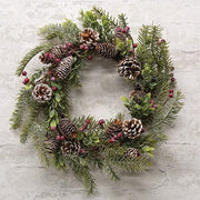 Frosty Cedar - Pinecone - & Red Berry Wreath