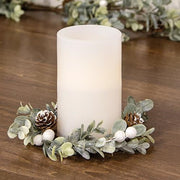 Holiday Ombre Boxwood & Berry Candle Ring - 2.5"